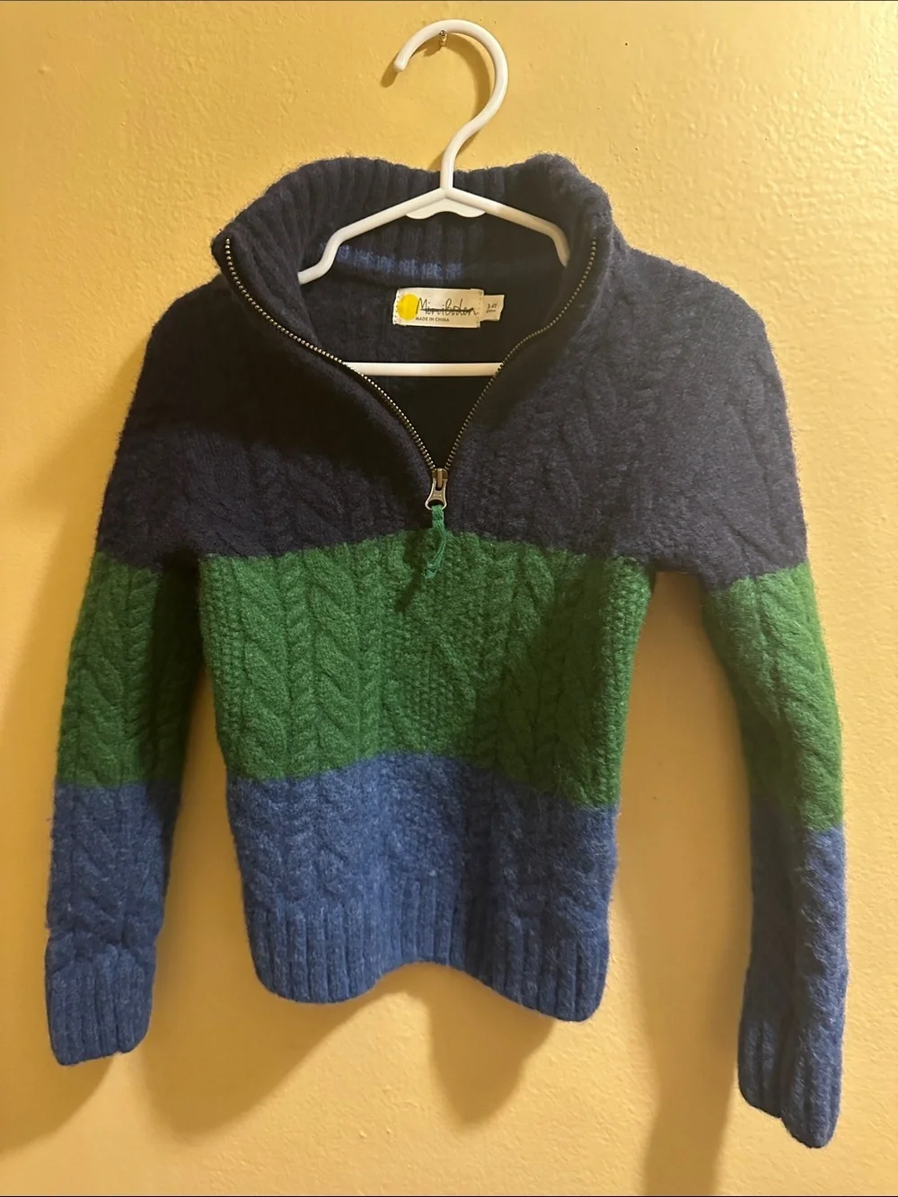 Mini Boden Blue and Green Striped Kids Sweater
